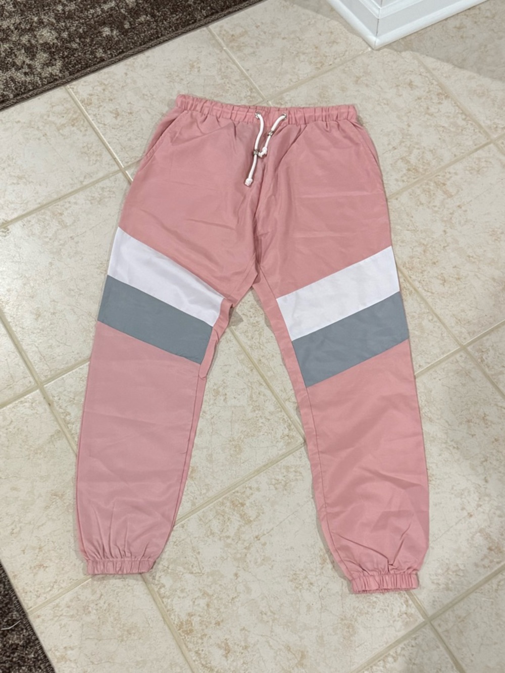 NEW Rising International Pink and Gray Colorblock Track Joggers